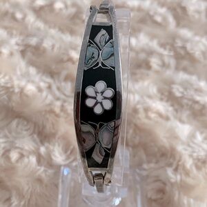 Mexico 925 Mermaidcore Abalone Hinge 925 Sterling Silver Bangle